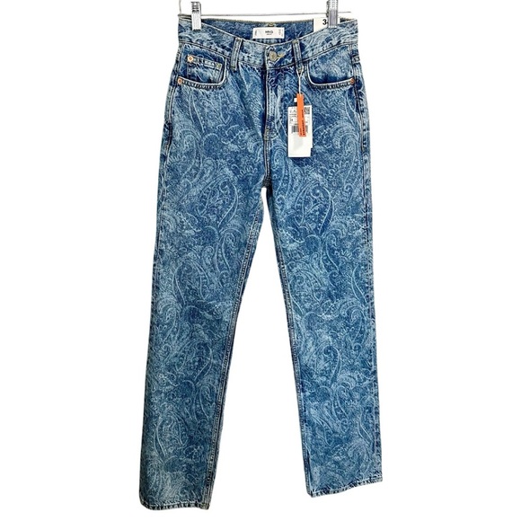 MANGO Denim Mid-rise Paisley straight-leg jeans - Picture 8 of 11